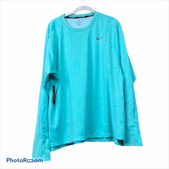 Nike dri fit teal long sleeve running top plus
